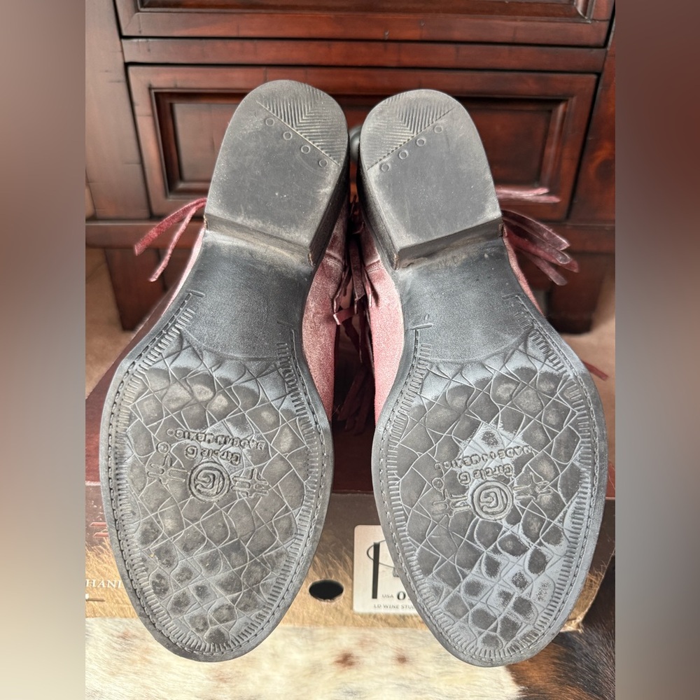 Corral/Circle G  Wine Fringe Booties - Picture 8 of 9